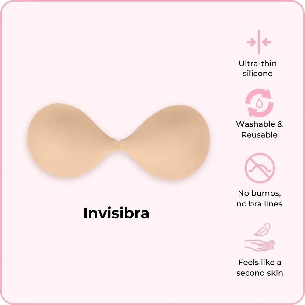 BOOMBA Invisibra Beige Size B Ultra-Thin Silicone Adhesive Strapless Backless